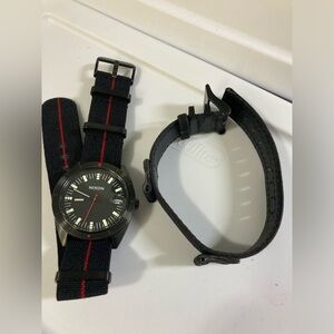 Nixon Rover Wanderlust black/red watch, new battery, original strap plus extra